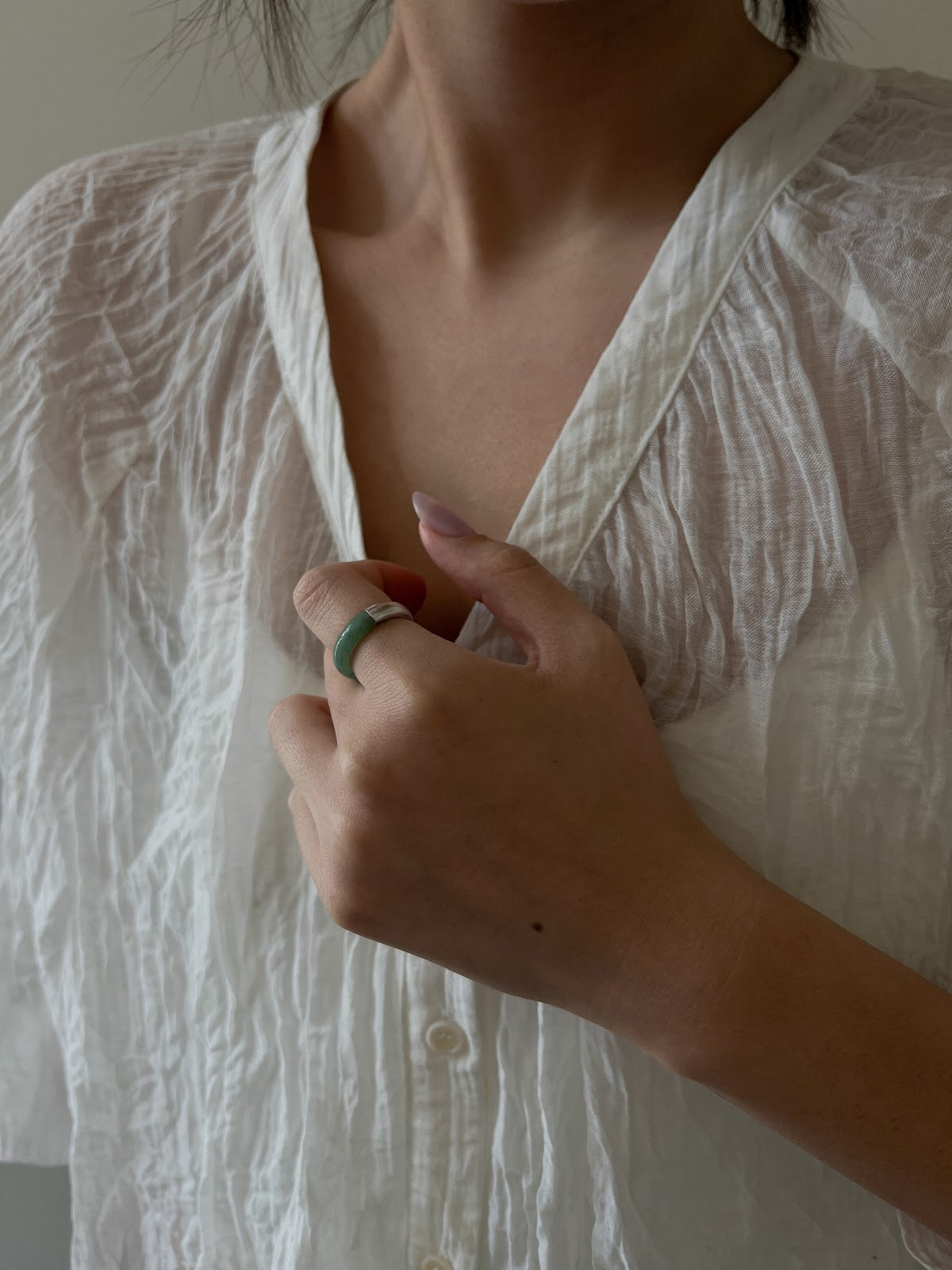 HALF JADE RING