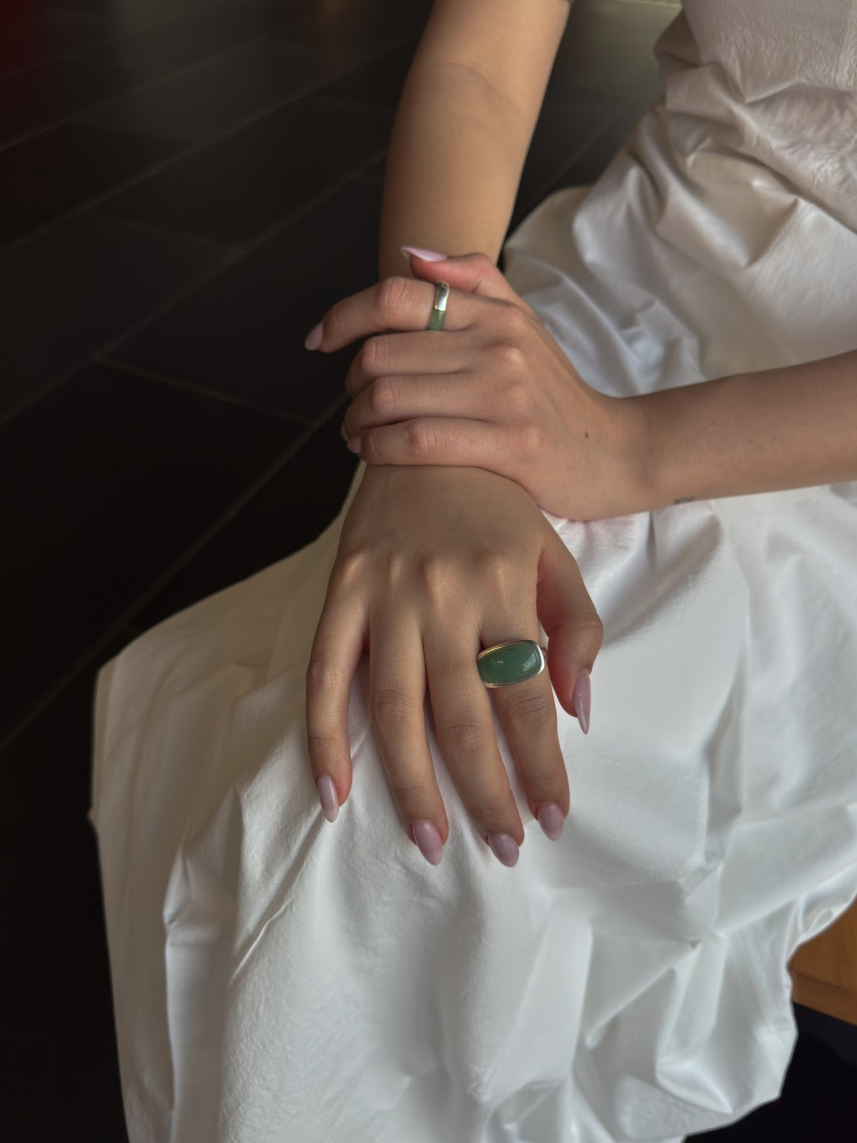 HALF JADE RING