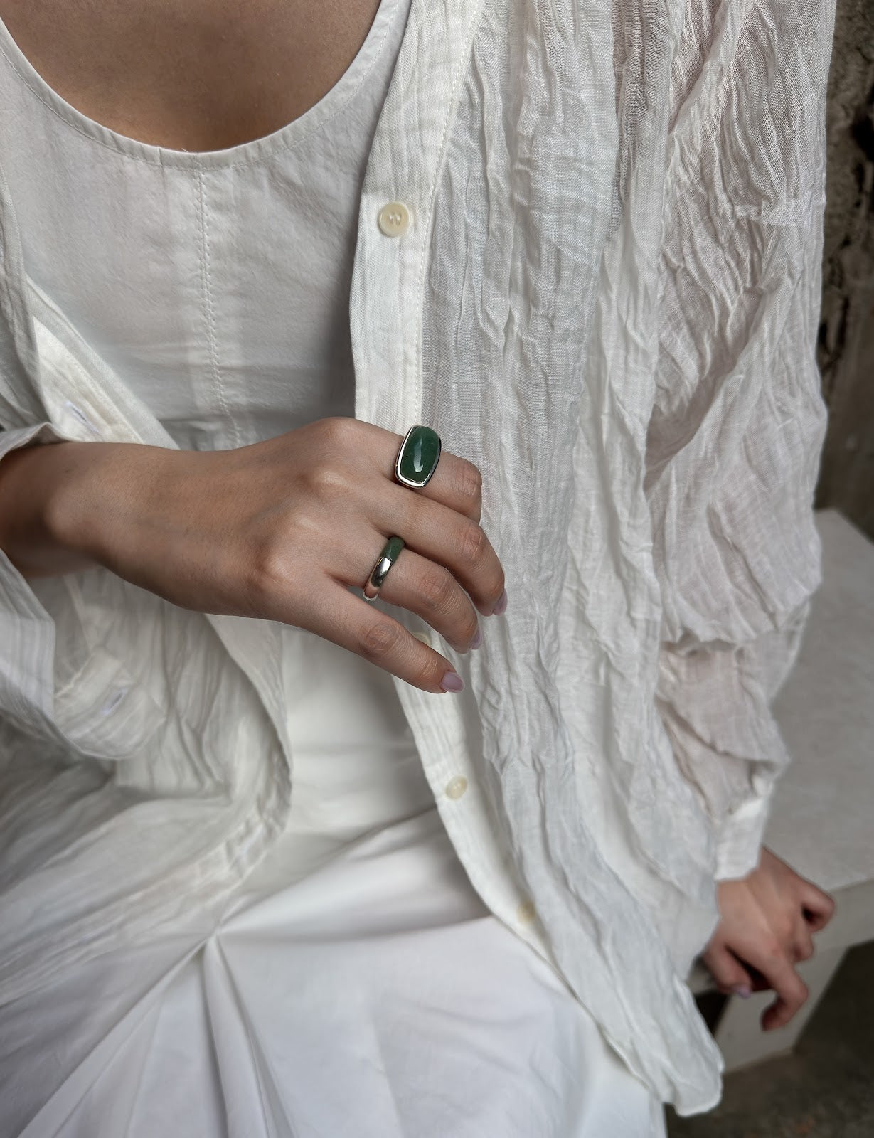 SQUARE JADE RING