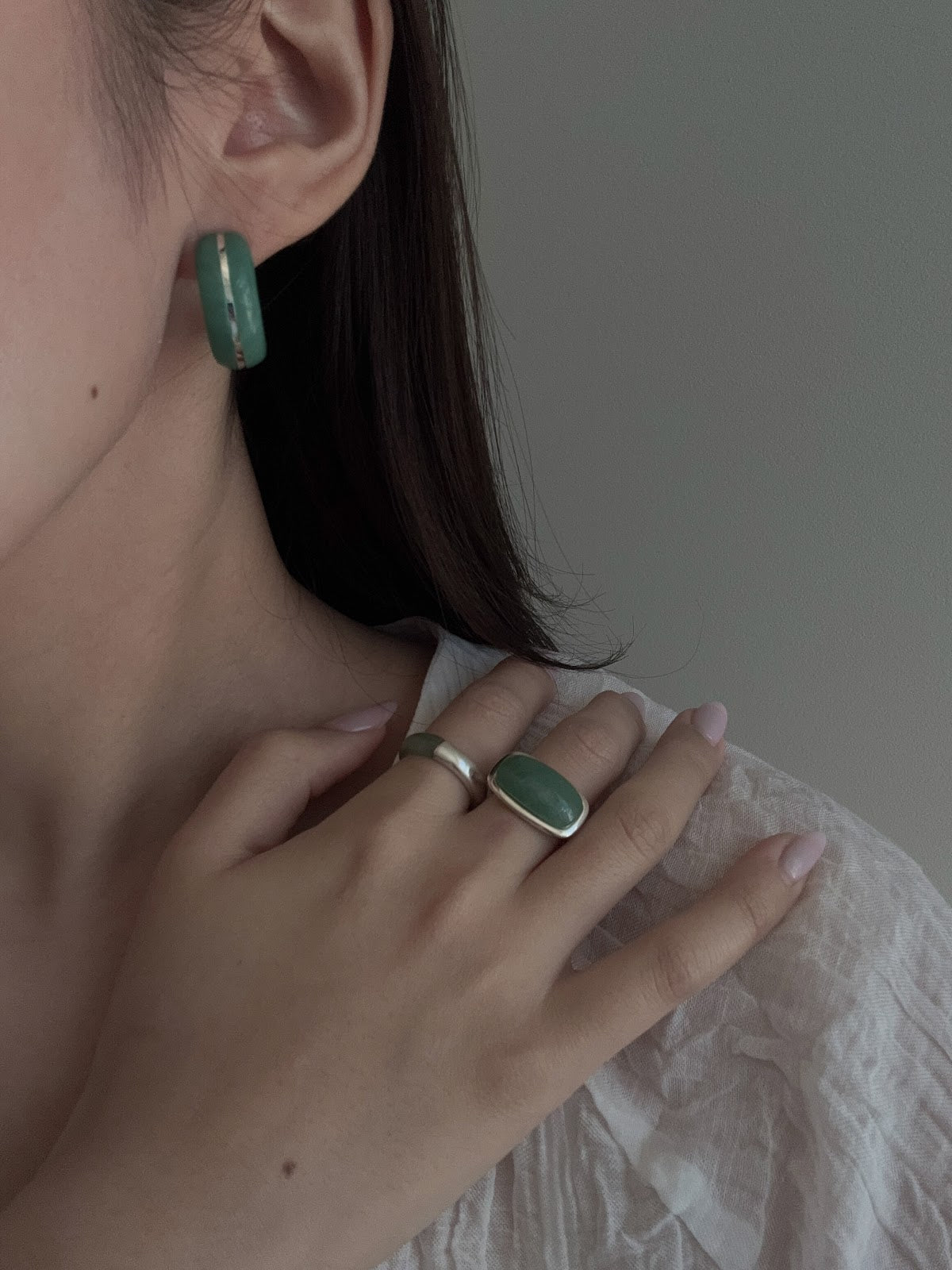 HALF JADE RING